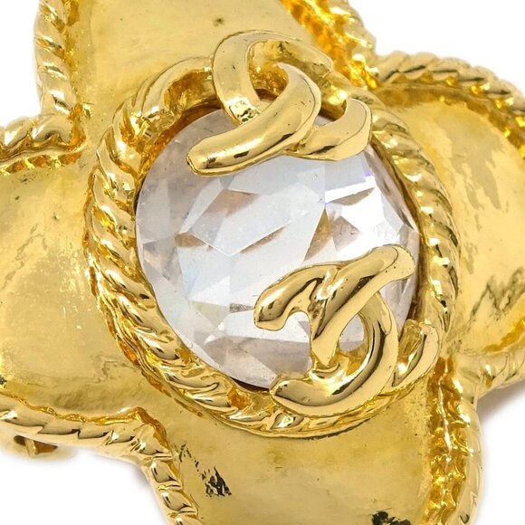 Chanel Cross Earrings Clip-On Rhinestone Gold 95A - Picture 4 of 4